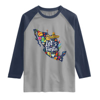 Cinco De Mayo Party Mexican Map Raglan Shirt Lets Fiesta