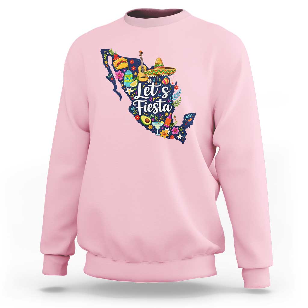 Cinco De Mayo Party Mexican Map Sweatshirt Lets Fiesta