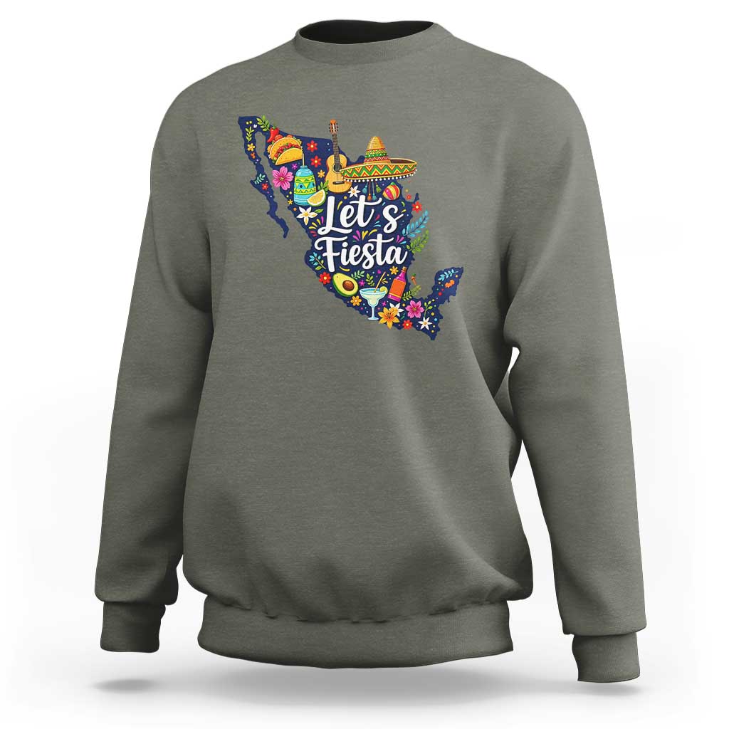 Cinco De Mayo Party Mexican Map Sweatshirt Lets Fiesta