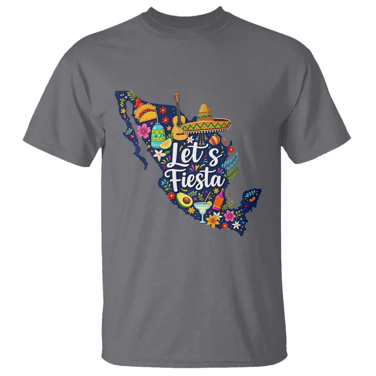 Cinco De Mayo Party Mexican Map T Shirt Lets Fiesta