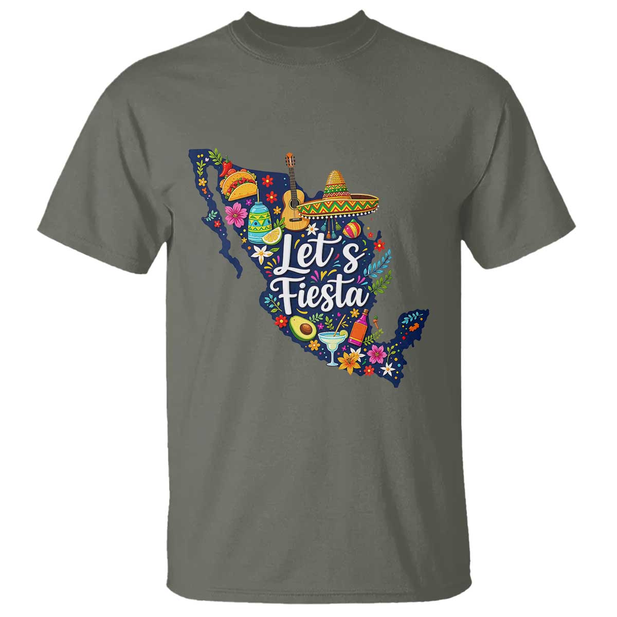 Cinco De Mayo Party Mexican Map T Shirt Lets Fiesta