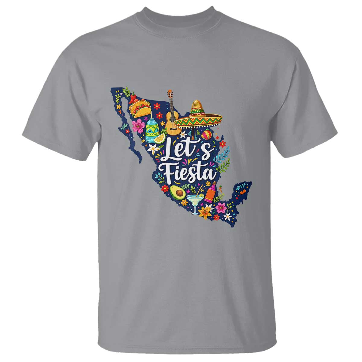 Cinco De Mayo Party Mexican Map T Shirt Lets Fiesta