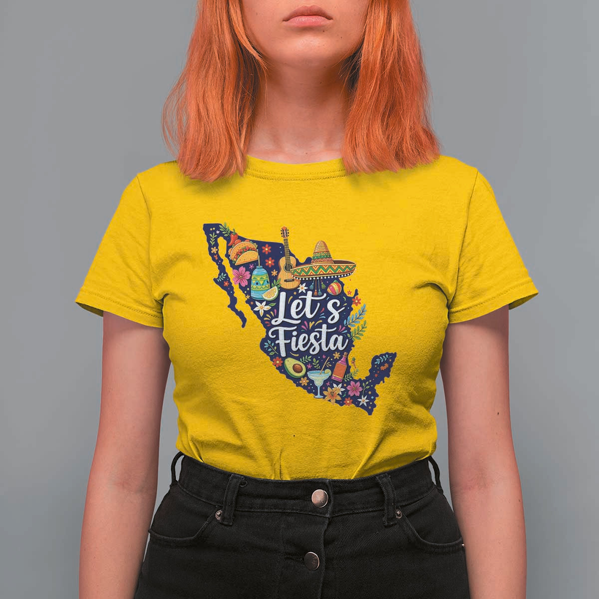 Cinco De Mayo Party Mexican Map T Shirt For Women Lets Fiesta