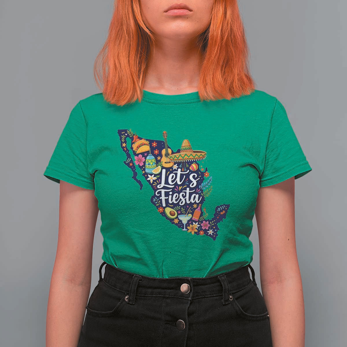 Cinco De Mayo Party Mexican Map T Shirt For Women Lets Fiesta