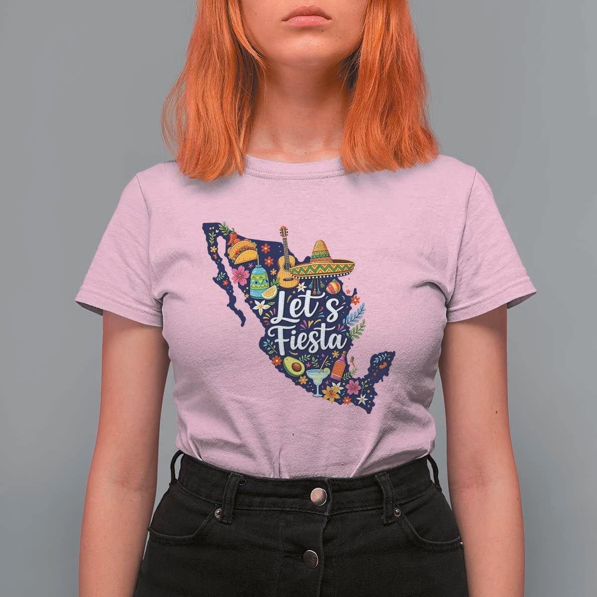 Cinco De Mayo Party Mexican Map T Shirt For Women Lets Fiesta