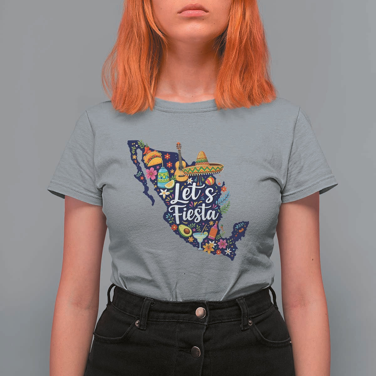 Cinco De Mayo Party Mexican Map T Shirt For Women Lets Fiesta