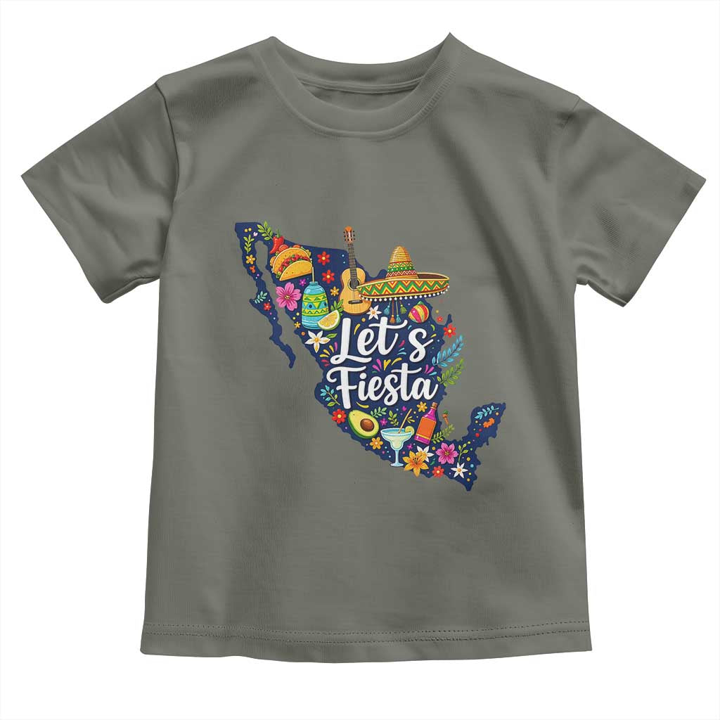 Cinco De Mayo Party Mexican Map Toddler T Shirt Lets Fiesta