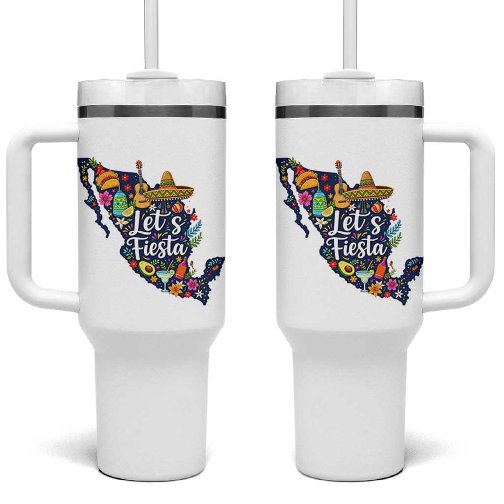 Cinco De Mayo Party Mexican Map Tumbler With Handle Lets Fiesta