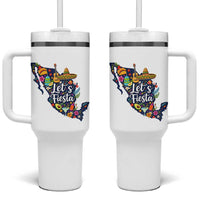 Cinco De Mayo Party Mexican Map Tumbler With Handle Lets Fiesta