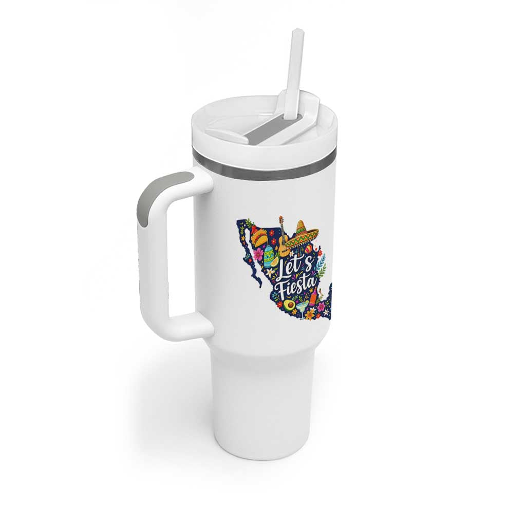 Cinco De Mayo Party Mexican Map Tumbler With Handle Lets Fiesta