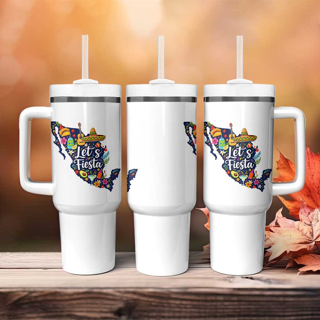 Cinco De Mayo Party Mexican Map Tumbler With Handle Lets Fiesta