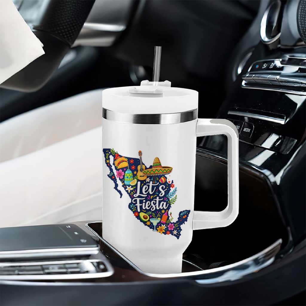 Cinco De Mayo Party Mexican Map Tumbler With Handle Lets Fiesta
