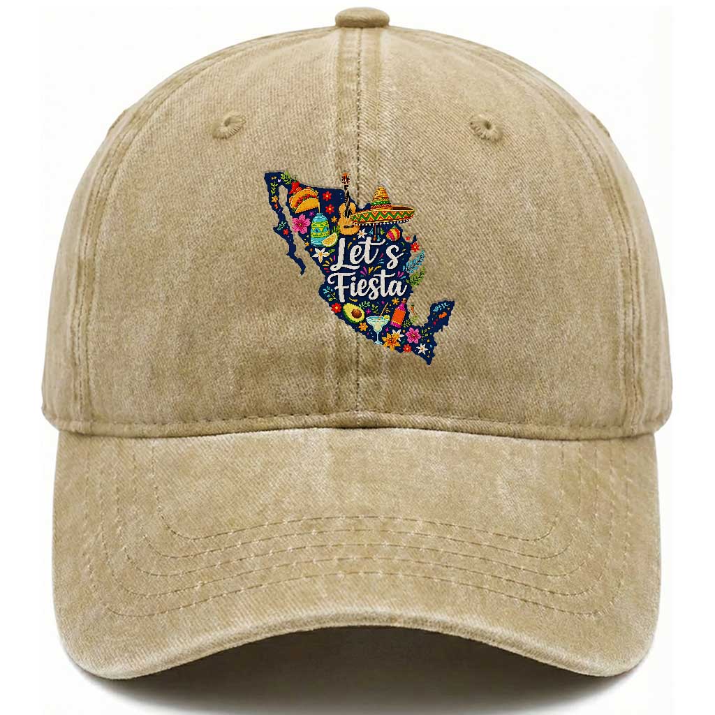 Cinco De Mayo Party Mexican Map Washed Cotton Baseball Cap Lets Fiesta
