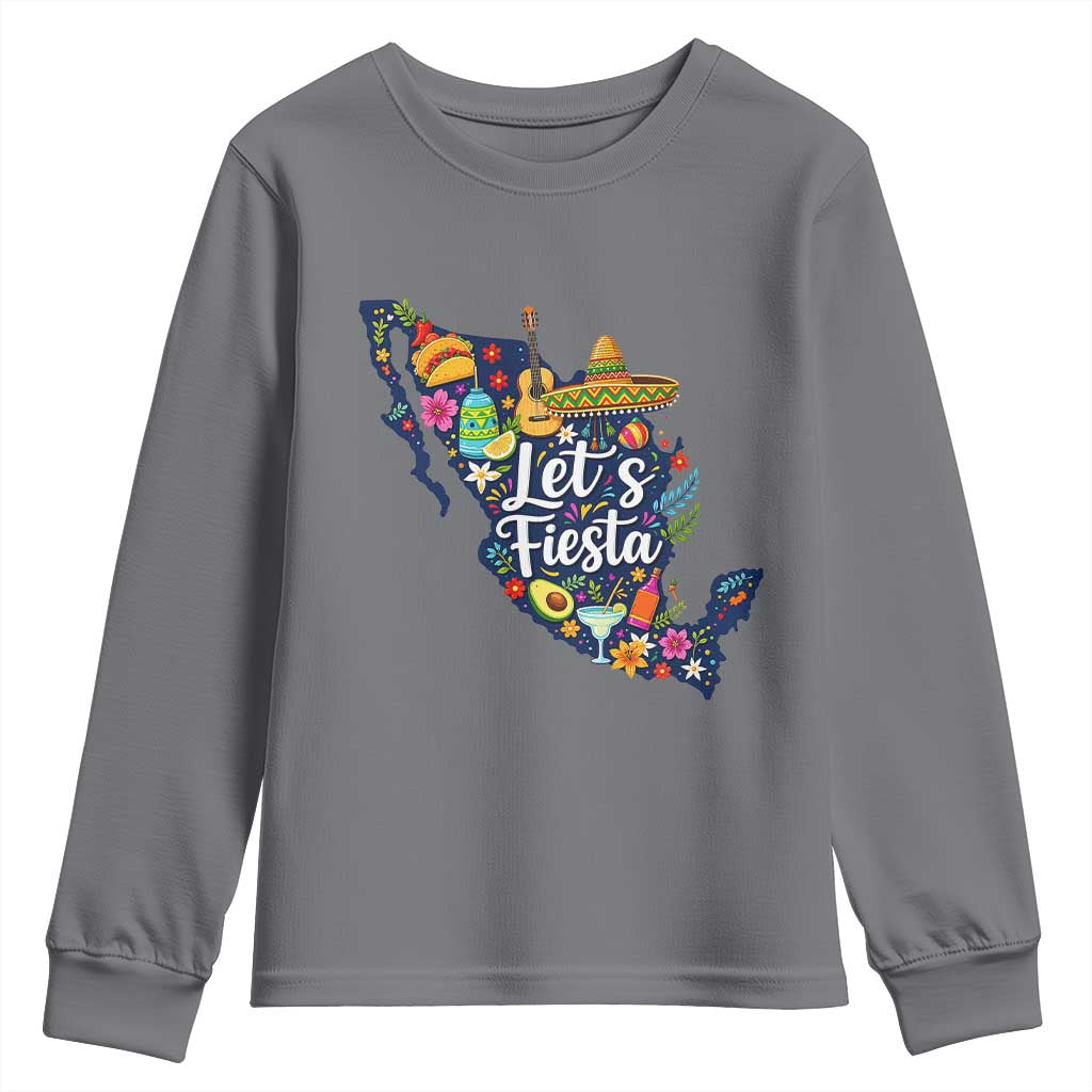 Cinco De Mayo Party Mexican Map Youth Sweatshirt Lets Fiesta