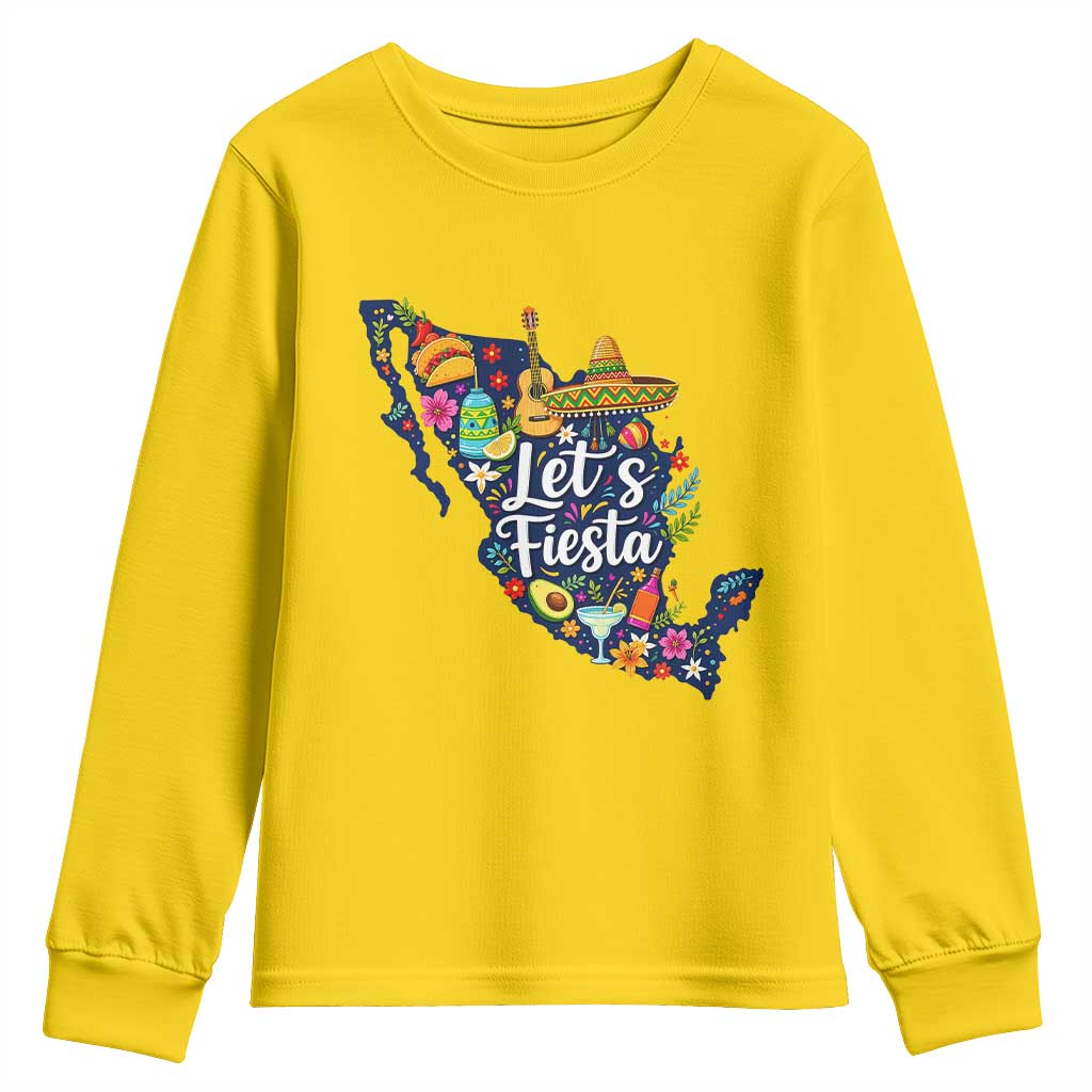 Cinco De Mayo Party Mexican Map Youth Sweatshirt Lets Fiesta