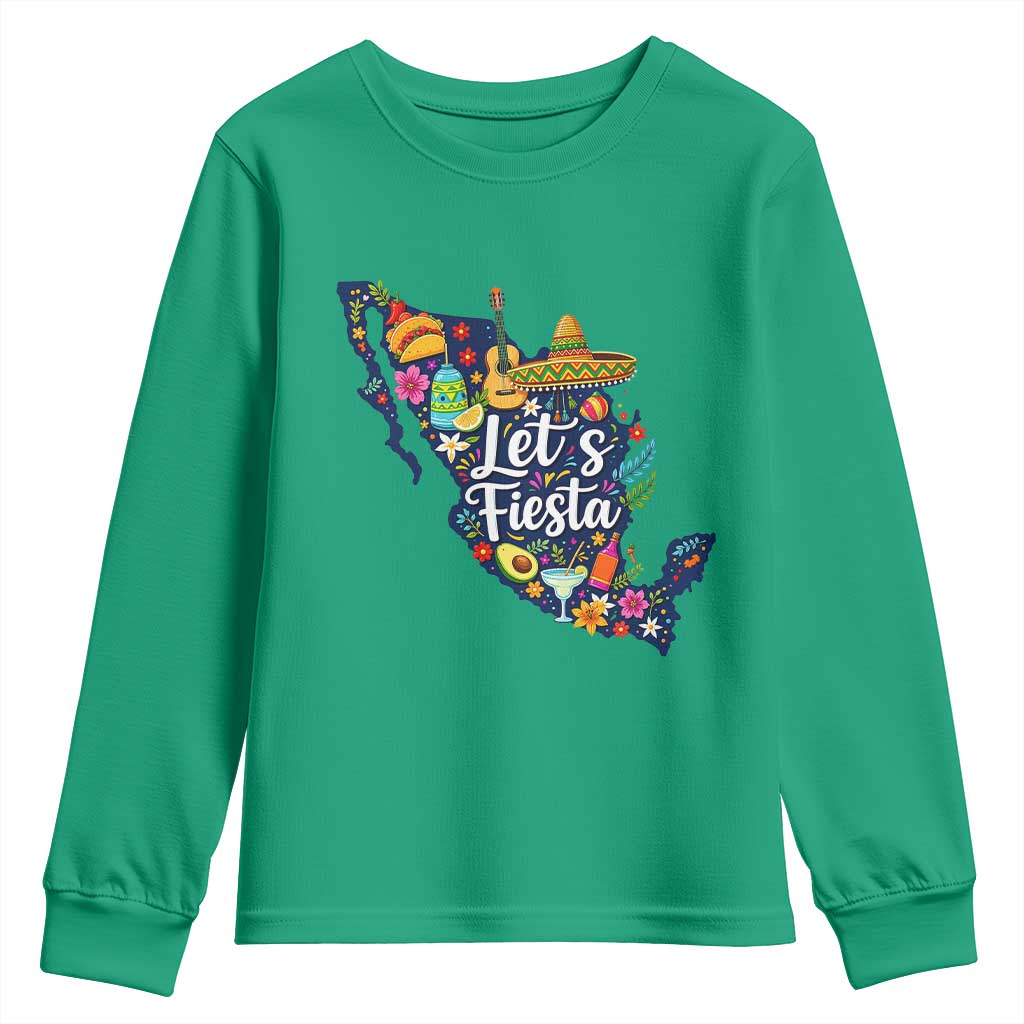 Cinco De Mayo Party Mexican Map Youth Sweatshirt Lets Fiesta