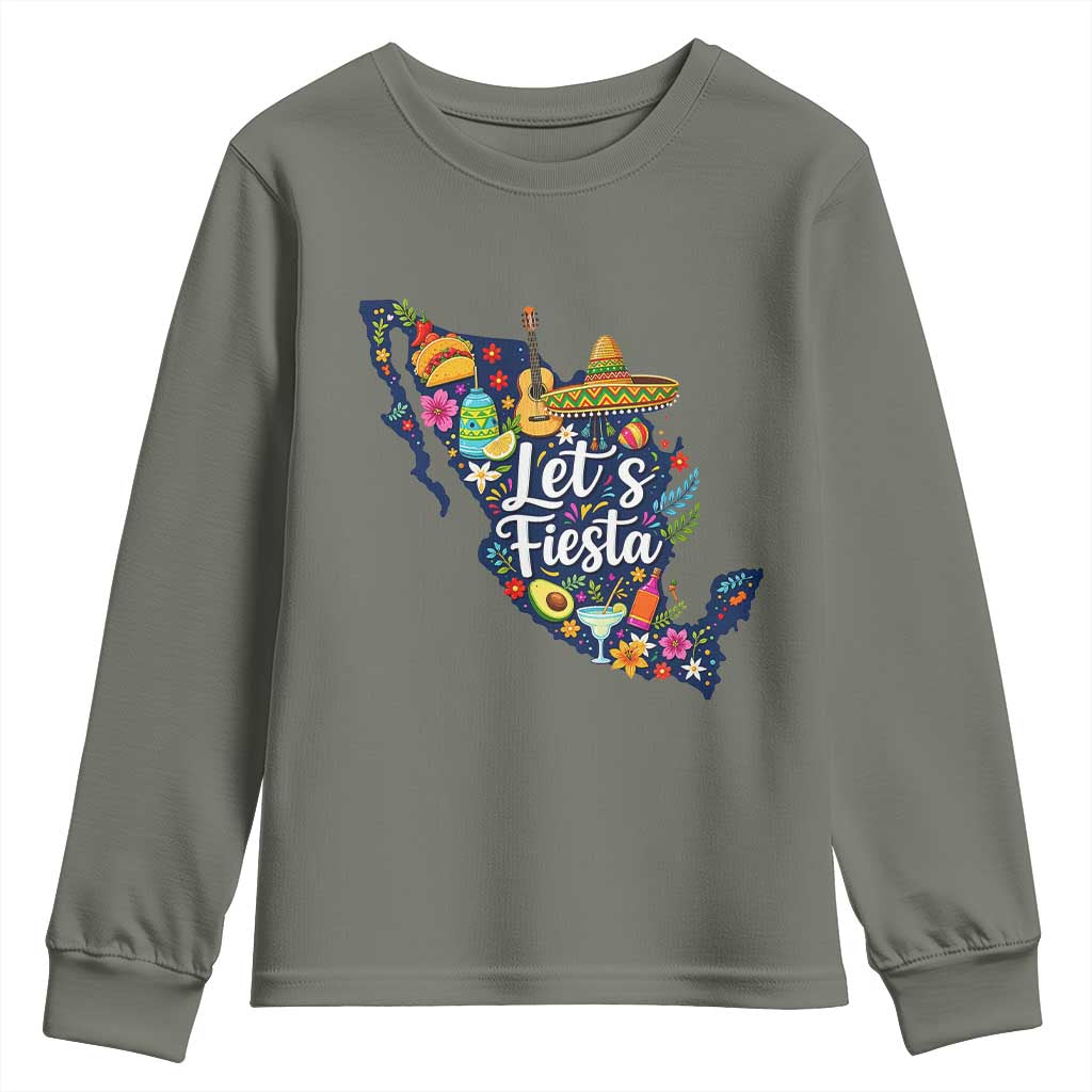 Cinco De Mayo Party Mexican Map Youth Sweatshirt Lets Fiesta