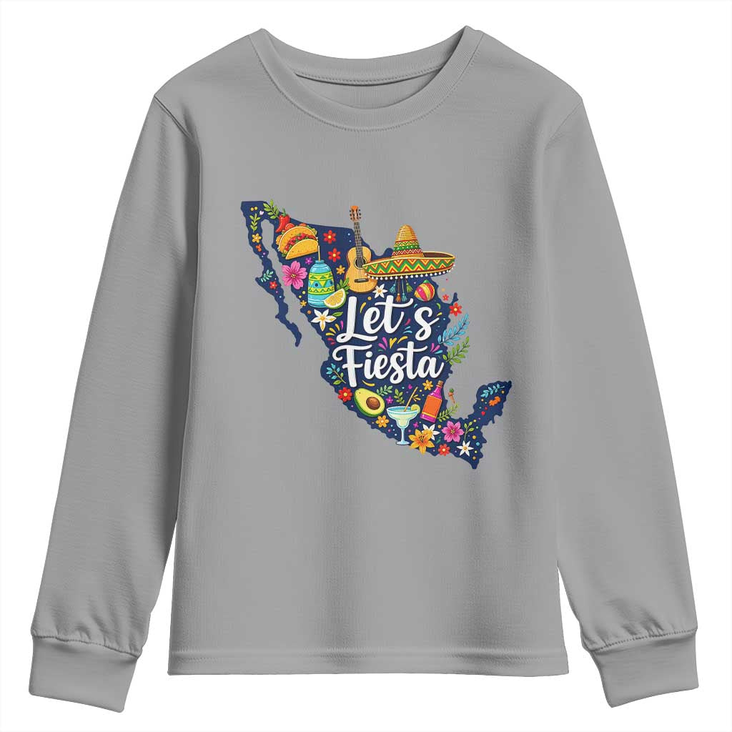 Cinco De Mayo Party Mexican Map Youth Sweatshirt Lets Fiesta