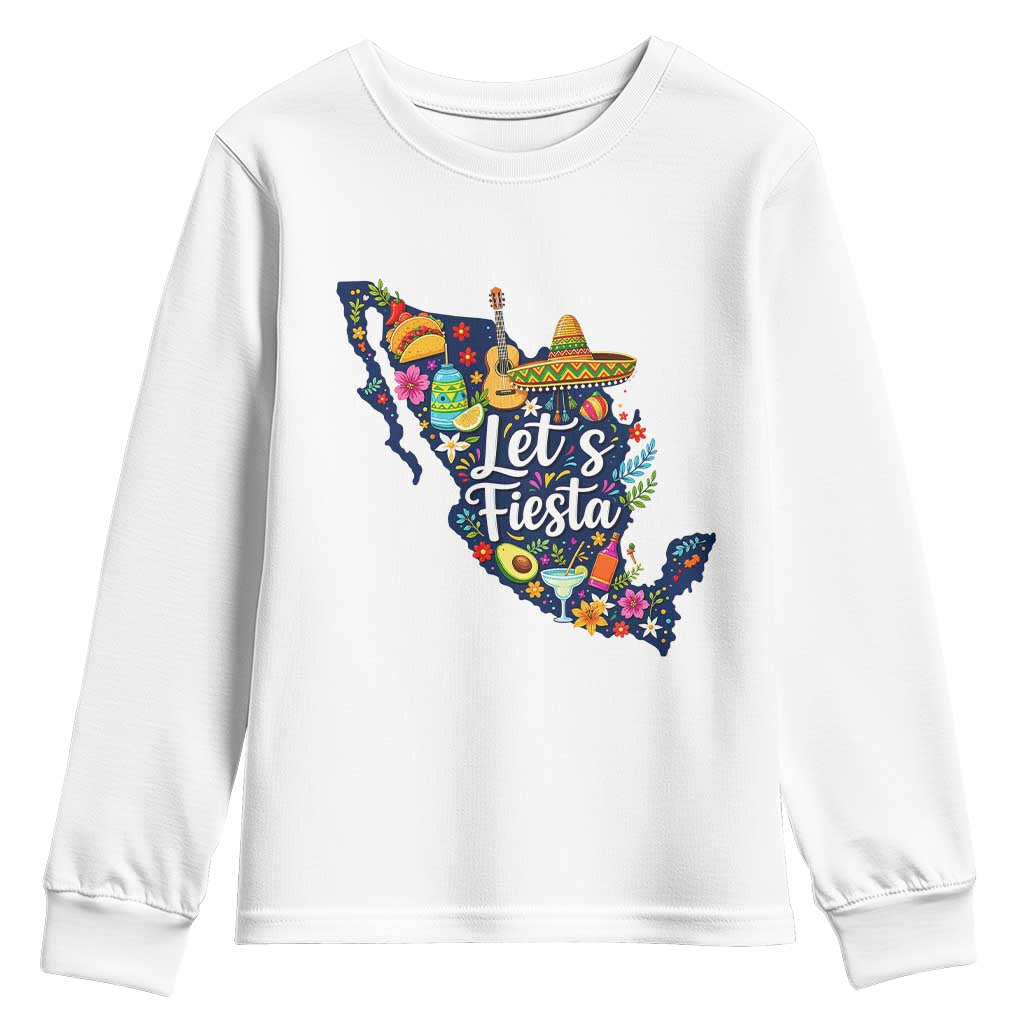 Cinco De Mayo Party Mexican Map Youth Sweatshirt Lets Fiesta