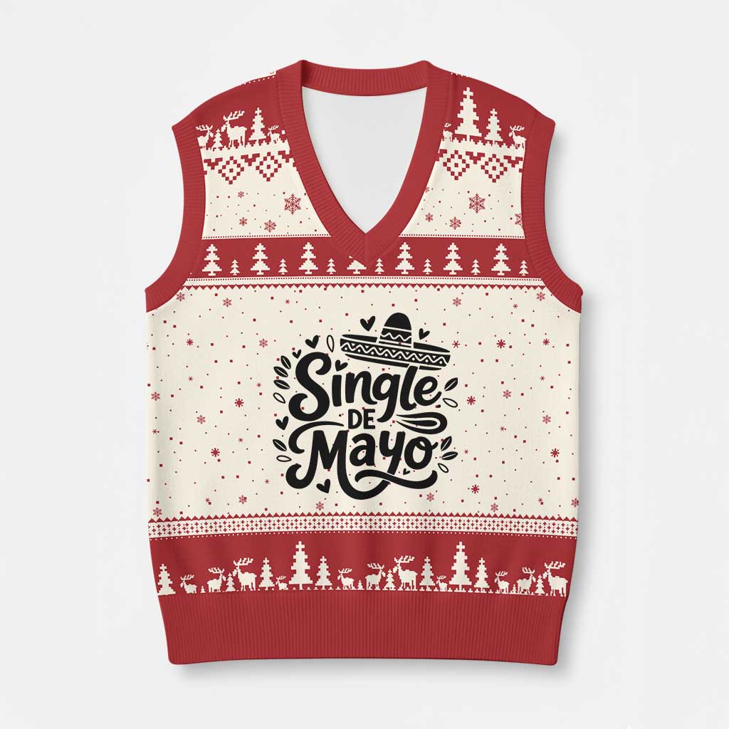 Funny Mexican Party Gift V-Neck Knit Sweater Vest Single De Mayo Squad