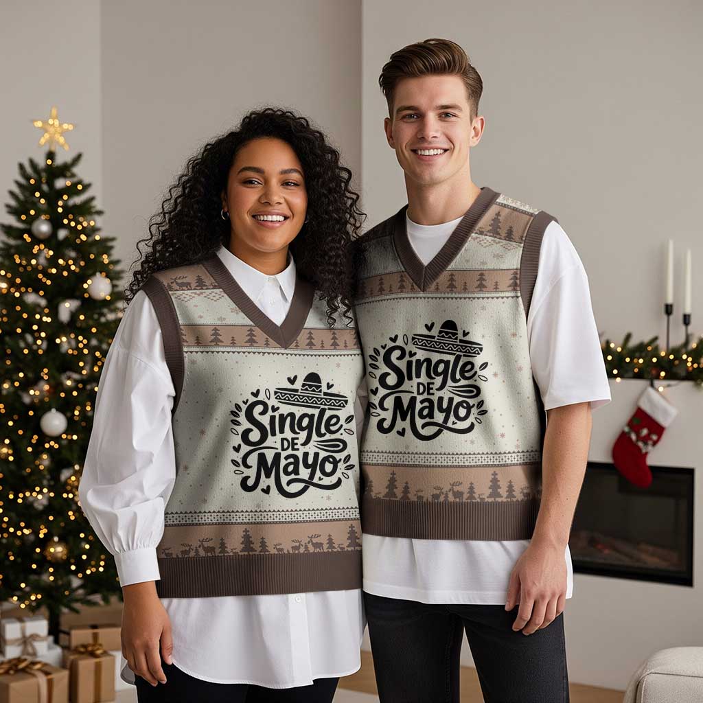 Funny Mexican Party Gift V-Neck Knit Sweater Vest Single De Mayo Squad