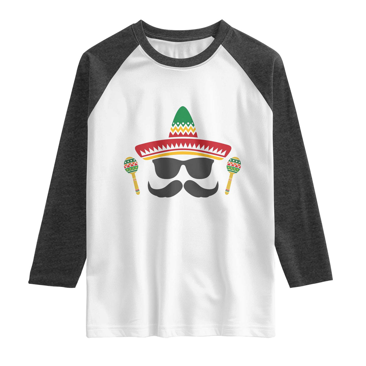 Funny Cinco De Mayo Maracas Characte Raglan Shirt Fiesta Party Gift
