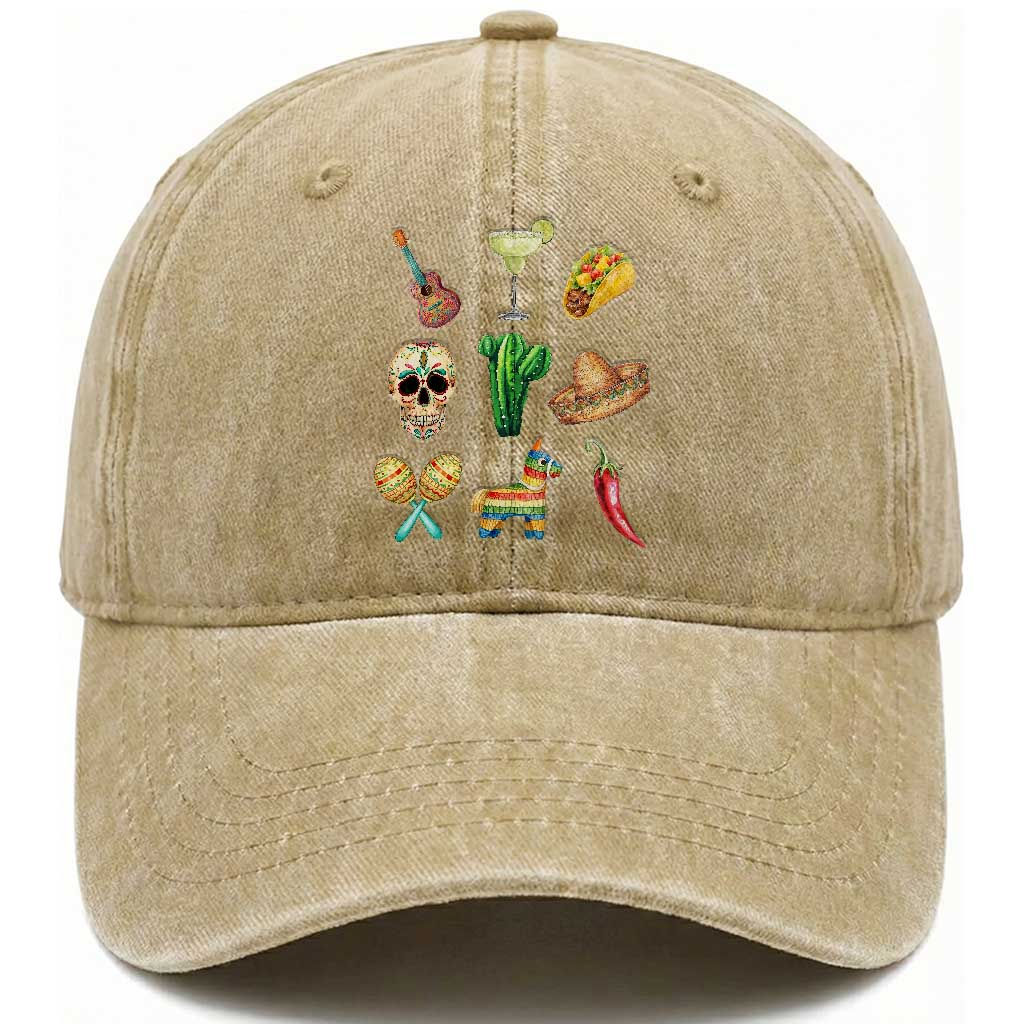 Cinco De Mayo Washed Cotton Baseball Cap Mexican Fiesta Party Celebration