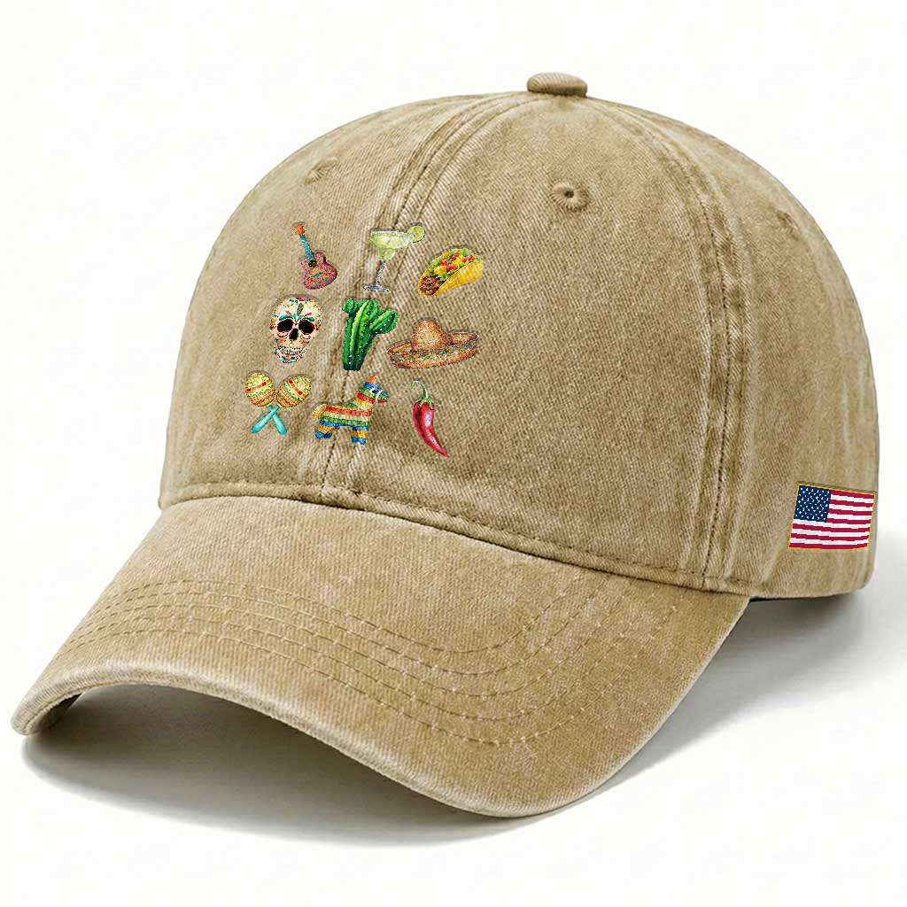 Cinco De Mayo Washed Cotton Baseball Cap Mexican Fiesta Party Celebration