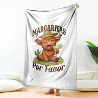 Funny Cinco De Mayo Highland Cow Throw Blanket Margaritas Por Favor