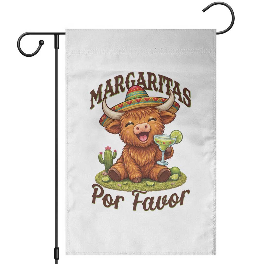Funny Cinco De Mayo Highland Cow Garden Flag Margaritas Por Favor