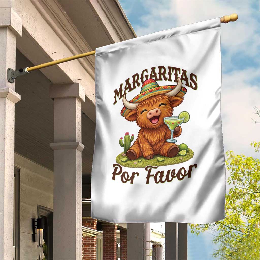 Funny Cinco De Mayo Highland Cow Garden Flag Margaritas Por Favor