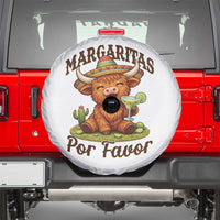 Funny Cinco De Mayo Highland Cow Spare Tire Cover Margaritas Por Favor