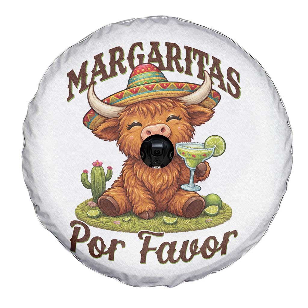 Funny Cinco De Mayo Highland Cow Spare Tire Cover Margaritas Por Favor