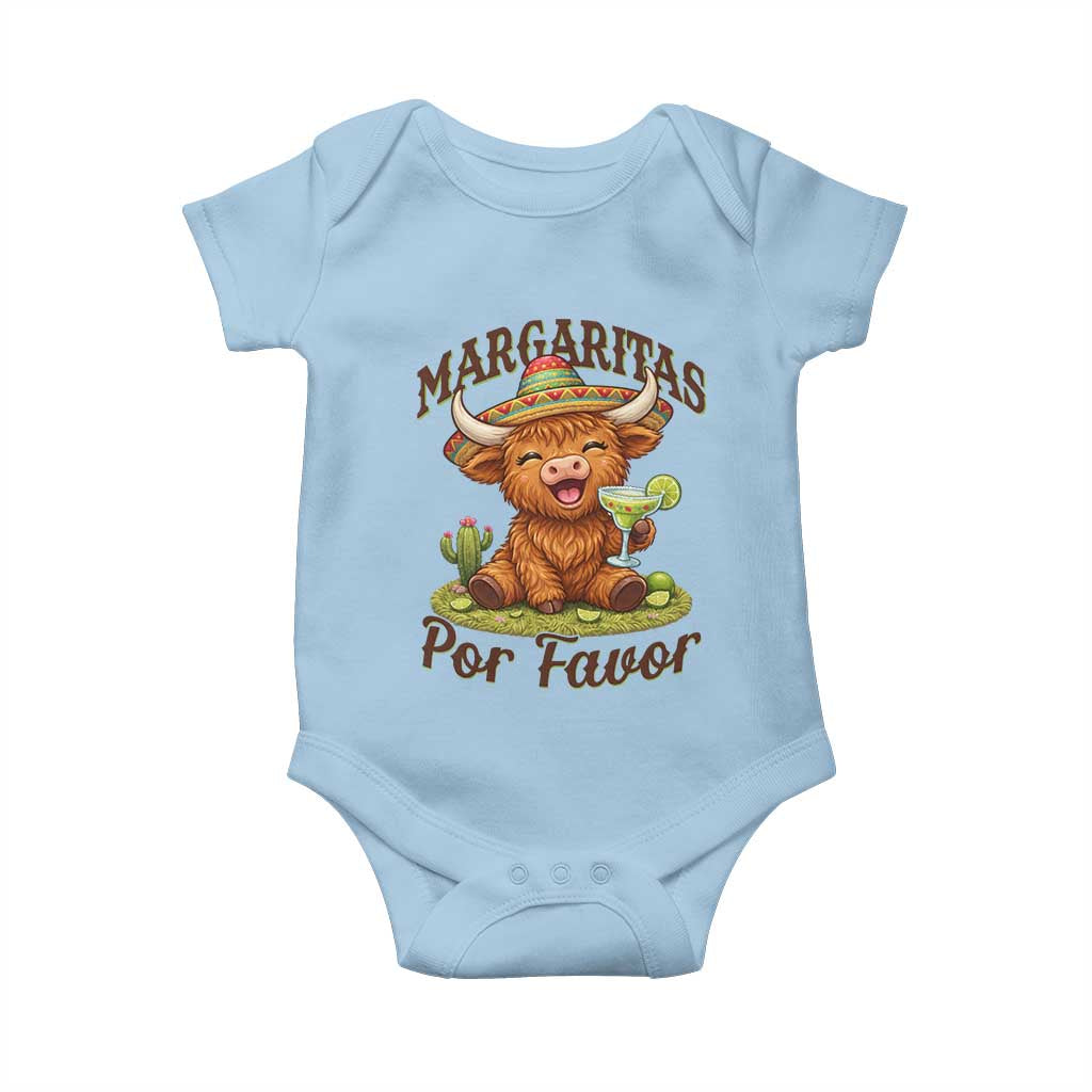 Funny Cinco De Mayo Highland Cow Baby Onesie Margaritas Por Favor