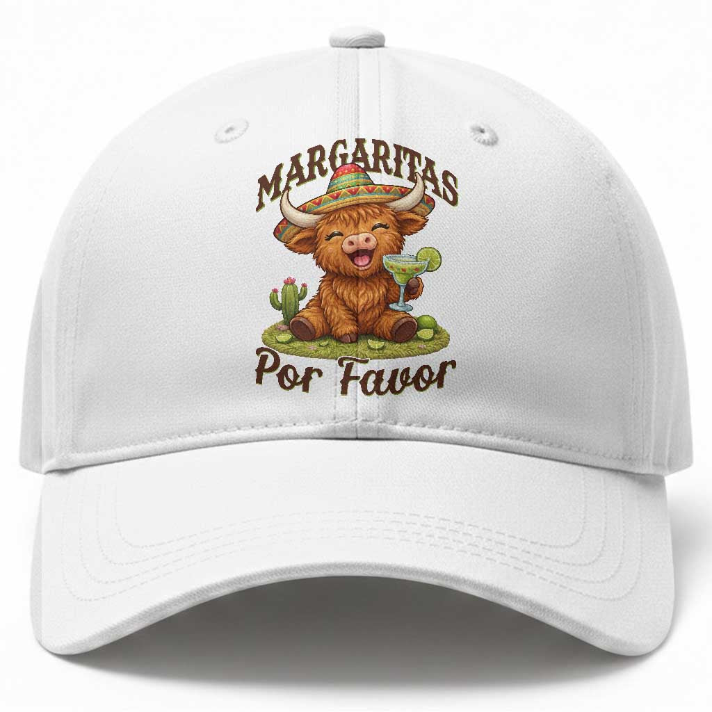 Funny Cinco De Mayo Highland Cow Baseball Cap Margaritas Por Favor