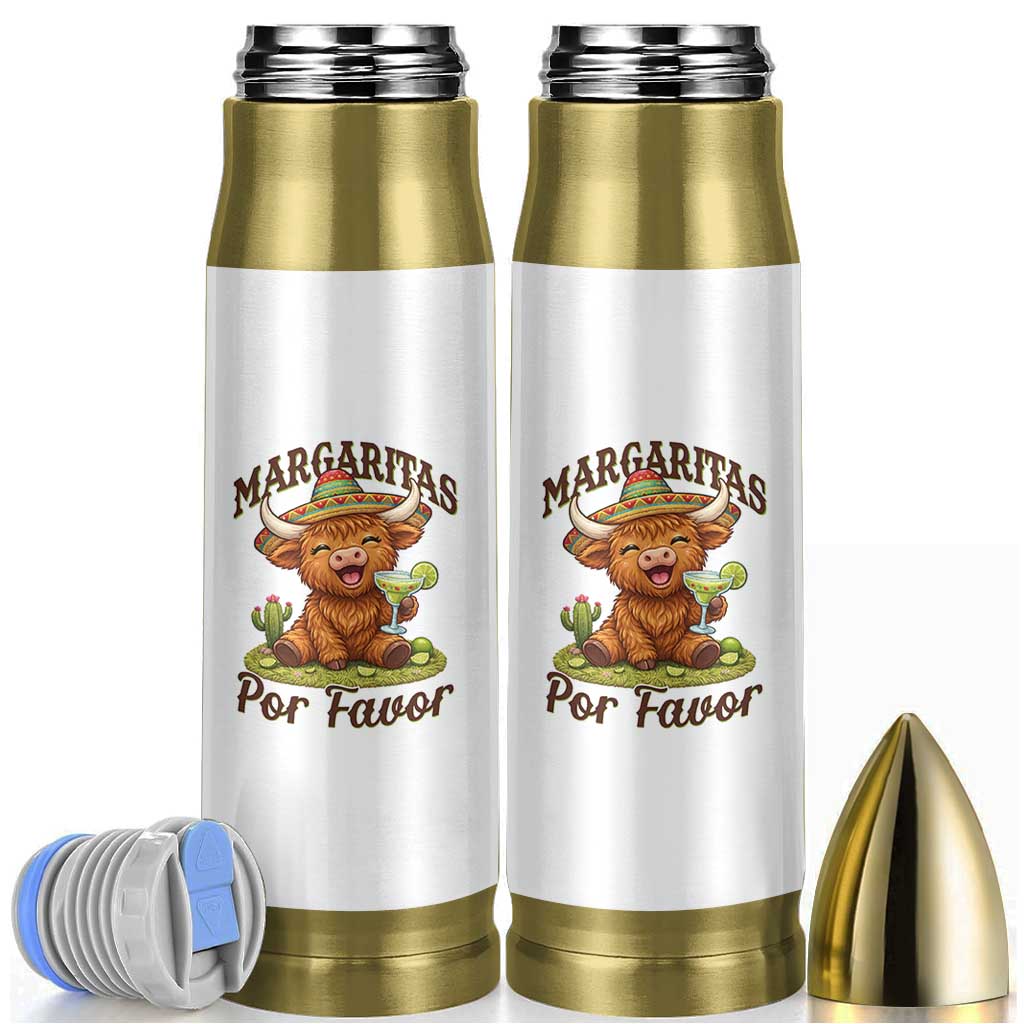 Funny Cinco De Mayo Highland Cow Bullet Tumbler Margaritas Por Favor