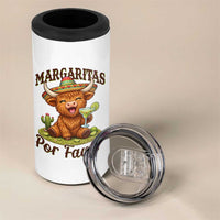 Funny Cinco De Mayo Highland Cow 4 in 1 Can Cooler Tumbler Margaritas Por Favor