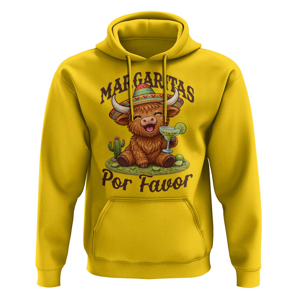 Funny Cinco De Mayo Highland Cow Hoodie Margaritas Por Favor