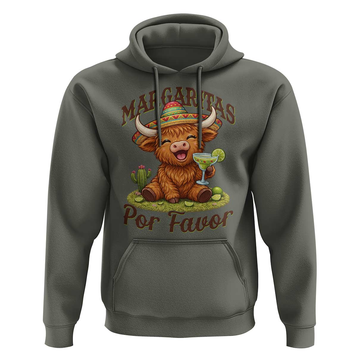 Funny Cinco De Mayo Highland Cow Hoodie Margaritas Por Favor