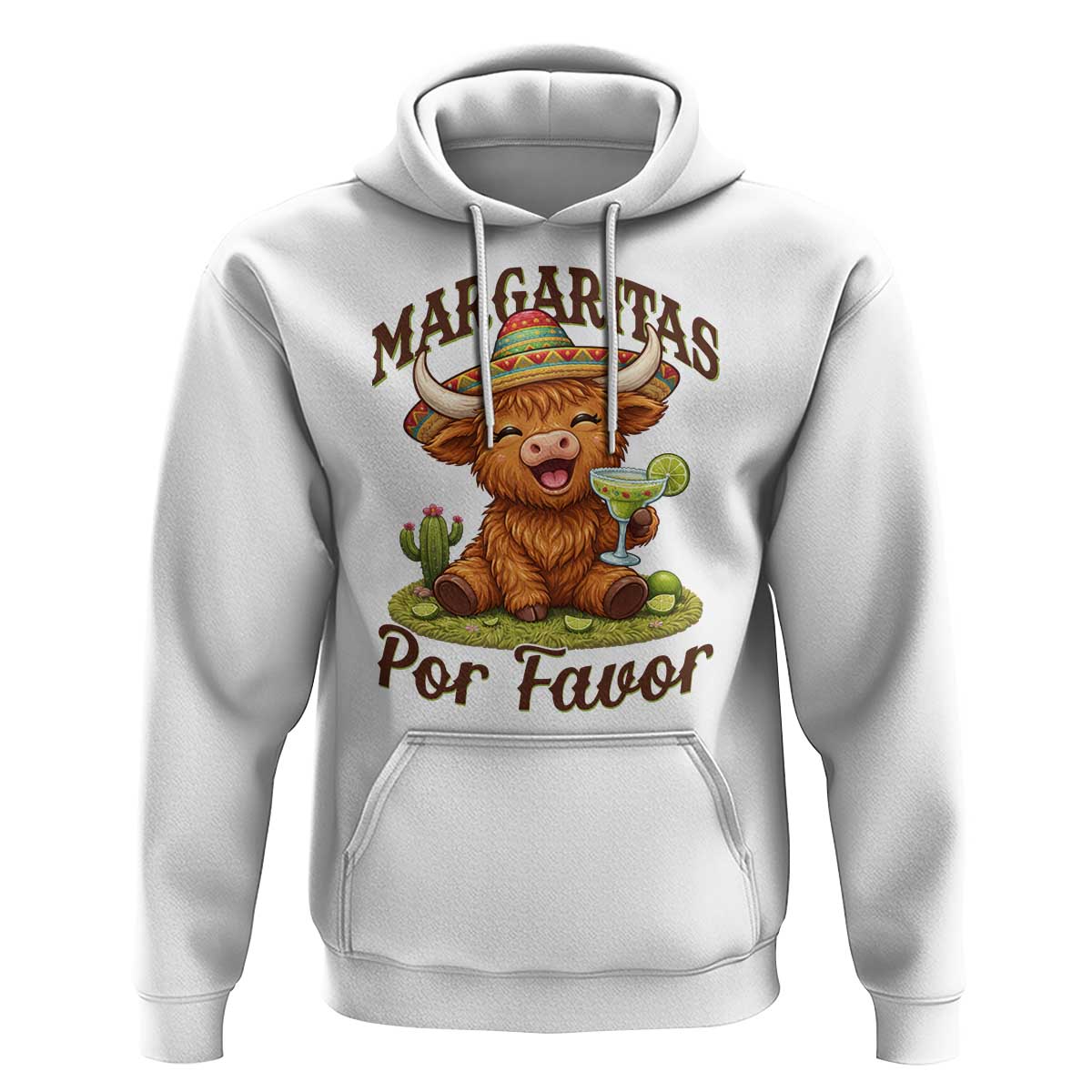 Funny Cinco De Mayo Highland Cow Hoodie Margaritas Por Favor