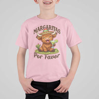 Funny Cinco De Mayo Highland Cow T Shirt For Kid Margaritas Por Favor