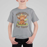 Funny Cinco De Mayo Highland Cow T Shirt For Kid Margaritas Por Favor
