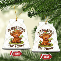 Funny Cinco De Mayo Highland Cow Ceramic Ornament Margaritas Por Favor