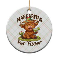 Funny Cinco De Mayo Highland Cow Ceramic Ornament Margaritas Por Favor