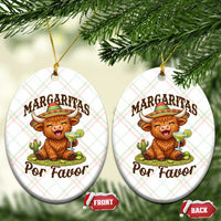 Funny Cinco De Mayo Highland Cow Ceramic Ornament Margaritas Por Favor