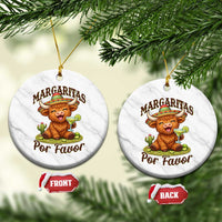 Funny Cinco De Mayo Highland Cow Ceramic Ornament Margaritas Por Favor
