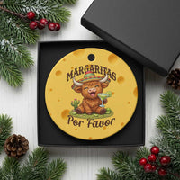 Funny Cinco De Mayo Highland Cow Ceramic Ornament Margaritas Por Favor