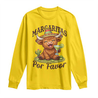 Funny Cinco De Mayo Highland Cow Long Sleeve Shirt Margaritas Por Favor