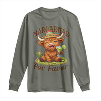 Funny Cinco De Mayo Highland Cow Long Sleeve Shirt Margaritas Por Favor