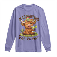 Funny Cinco De Mayo Highland Cow Long Sleeve Shirt Margaritas Por Favor